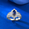 wholesale S925 silver jewelry, 4*8mm marquise royal blue small fresh fashion ring for spring and summer seasons-0-2