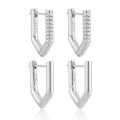 wholesale S925 Sterling Silver New Geometric Single-Sided Micro-Paved Earrings Women High-End Sense Small Original Ins Light Luxury Temperament Ear-0-0