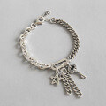 wholesale S925 Sterling Silver YHT009 Korean-style Handmade Retro Five-pointed Star Key Chain Bracelet for Women-0-0