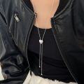 wholesale S925 Sterling Silver Drawstring Heart Long Pendant Sweater Chain, Korean Dongdaemun High-Fashion New Edition Versatile Necklace-0-0