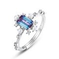 wholesale S925 Silver Fashionable and Unique Alexandrite Ring with Lab-Grown Color-Changing Gemstone, European and American Style-0-5