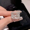 wholesale S925 Sterling Silver Sweet and Dazzling Starburst Net Diamond Ring, Brilliant as Stars Lace Full Diamond Ring, Pleated Skirt Band Ring-0-1