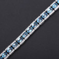 wholesale S925 Silver High-End Natural Swiss Blue Topaz Bracelet for Women, Fashionable and Luxurious Natural Gemstone Bracelet-0-1