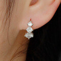 wholesale S925 sterling silver geometric minimalist versatile small trendy high-end zirconia circle hoop earrings-0-3
