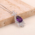 wholesale S925 Sterling Silver with Natural Topaz 10ct Pendant and Amethyst Extravagant Necklace-0-3