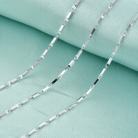 wholesale S925 silver electroplated 12 square column matching chain jewelry, new Korean-style fashionable women's wholesale from source factory-1.2 Square Column-16 inches 925 Silver