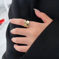 wholesale S925 Sterling Silver Heavy Work English Letter Open Ring for Women, New Style Trendy High-End TikTok Viral-Adjustable opening (all sterling silver)