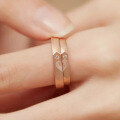 wholesale S925 sterling silver with rose gold electroplating Japanese-style luxury interlocking heart couple rings for men and women-0-1