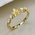 wholesale S925 Sterling Silver Plated with 18K Gold Flower Small Zircon Inlaid High-end Fashion Fine Ring for Women-0-2