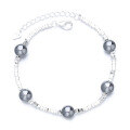 wholesale S925 Sterling Silver Platinum Gray Pearl Crushed Silver Necklace and Bracelet, Luxury Starry Sky Style Collarbone Chain for Women-0-6
