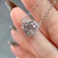 wholesale S925 Silver New 2-Carat Heart Pendant Necklace with High-Carbon Diamond,Ins-0-3