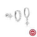 wholesale 925 Sterling Silver 8-Pointed Star Diamond Classic 3-Piece Set with Marquise and Teardrop Earrings-0-6