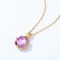 wholesale S925 gold-plated silver Japanese minimalist amethyst and clear crystal retro geometric pendant for women's trendy style-0-1