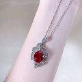 wholesale Metal: 925 Sterling Silver Zhuozhifan New Oval 10*12 Pigeon Blood Red Zircon Pendant Simple and Fashionable Necklace-0-3