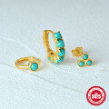 wholesale S925 Sterling Silver Turquoise Versatile Hoop Earrings and Stud Set, Women's French Style INS Earrings-0-3
