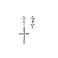 wholesale G925 Sterling Silver Korean-style Minimalist Cross Diamond Stud Earrings for Women, Asymmetric Short Star Earrings-0-4