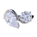 wholesale S925 silver new 7*11mm simulated diamond pear-shaped ring, stylish and trendy in European and American fashion-0-4