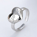 wholesale S925 Sterling Silver Minimalist Design Love Heart Ring Open Adjustable Stacking Ring for Women, as Seen inMagazines-0-1