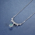 S925 Silver Natural Hazardous Blue Jade Tassel Round Pendant-0-2