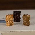 wholesale Metal material sandalwood carved bear bow tie bear rosewood green sandalwood pendant DIY bag charm phone charm wooden accessory-0-2