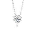 S925 Sterling Silver Moissanite Lucky Four-Leaf Clover Necklace Pendant-0-3