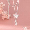 wholesale 999 Silver Fresh and Sweet Forest Style Butterfly Lily of the Valley Necklace Elegant Necklace for Women Y01350-0-3