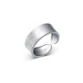 wholesale S925 Sterling Silver Minimalist Wide Brushed Satin Unisex Geometric Ring R004-0-4