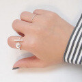 wholesale S925 Sterling Silver Handmade Geometric Square Bead Open Ring in Korean Style-0-3