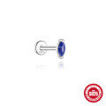 wholesale S925 Sterling Silver Geometric Inlaid Diamond Natural Lapis Lazuli Flat Head Threaded Ear Cartilage Stud, New Hot Selling High-end Earrings-0-20