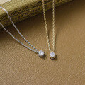 wholesale Sterling Silver Japanese Style Single Moissanite Necklace for Women, Four-Prong Setting Minimalist Pendant Collarbone Chain, Versatile Layering Look-0-2