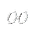 wholesale S925 Sterling Silver Moissanite Diamond Earrings for Women, Trendy New All-Match Ear Clips, Hoop Earrings with Row Diamonds, Korean-Style Hook Earrings-0-4