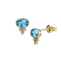 wholesale 925 Sterling Silver Duli Jewelry New Vintage Earrings with Garnet and Blue Topaz Gemstones, Minimalist and Versatile Style-Swiss Blue Topaz 925 Silver