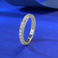 wholesale S925 Sterling Silver European and American Style Geometric Invisible Set Ring, Minimalist and Versatile, Ins Style Cross-Border Design-R1401 White Diamond Ring No. 9