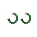 wholesale S925 sterling silver ET471 Korean-style ins minimalist geometric C-shaped design green resin texture earrings for women-0-4