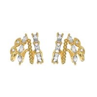 wholesale S925 Sterling Silver Cross-Border European and American Pearl-Studded Arc Geometric Zircon Elegant Stud Earrings for Women with Silver Needles-Gold and white diamonds DY110304-SG-WH>925 silver