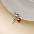 wholesale S925 Sterling Silver Vintage Berry Worry-Free Pendant Minimalist Versatile Enamel Strawberry Flower Pendant Y01325-0-2