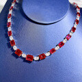 wholesale S925 Silver New Style Pigeon Blood Red European and American Single Row Full Diamond Collarbone Necklace Hot Selling Export Item 38+5-0-3
