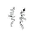 925 Silver Moissanite Ribbon Earrings, Customizable-0-1