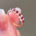 wholesale S925 Sterling Silver Vintage Ruby Row Ring, Classic and Versatile Timeless Ring, Exquisite Women's Band-0-0