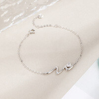 wholesale Solid Sterling Silver Heartbeat Bracelet for Women, Minimalist Design, Viral Forest-Style Best Friend Jewelry Gift for Girlfriend-Heartbeat Bracelet 925 Silver