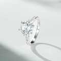 925 Silver 3ct Moissanite Classic Six-Prong Princess Single Row 9mm Ring-0-0
