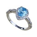 wholesale S925 Sterling Silver 6*8mm Teardrop Pear Shape Sea Blue Women's Fashion Elegant Ring-0-4