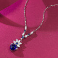 wholesale S925 silver jewelry new style with 8*8mm royal blue sugar loaf zirconia,-0-2