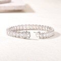 wholesale Sterling silver emerald cut full pave bracelet for women, lightweight luxury style, bestseller on independent websites-0-1