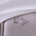 wholesale Silver Plated 18k Gold Asymmetric Triangle Design Full D Color Moissanite Row Ring for Women Open Ring-0-1