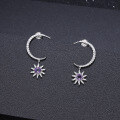 wholesale S925 Silver French Romantic and Light Luxury Designer Earrings Set with Natural Amethyst Gemstone Ear Studs and Drops-0-1