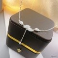wholesale 999 Silver Full Diamond Leaf-Connected Tassel Necklace, Advanced Versatile Niche Design Sense Choker Wholesale-0-0