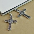 wholesale 925 Sterling Silver Retro Style Cross Pendant, Hip-Hop Inspired Distressed Vintage Fashion Necklace-0-2