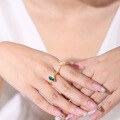 wholesale [14K Gold Plated] S925 Sterling Silver Emerald Nano Ring, Fashionable and Elegant Minimalist Luxury Gemstone Ring-0-3