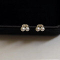 wholesale S925 Silver Synthetic Pearl Cherry Earrings Shell Pearl Diamond Inlaid Exquisite Mini Women's Earrings G9778-0-3